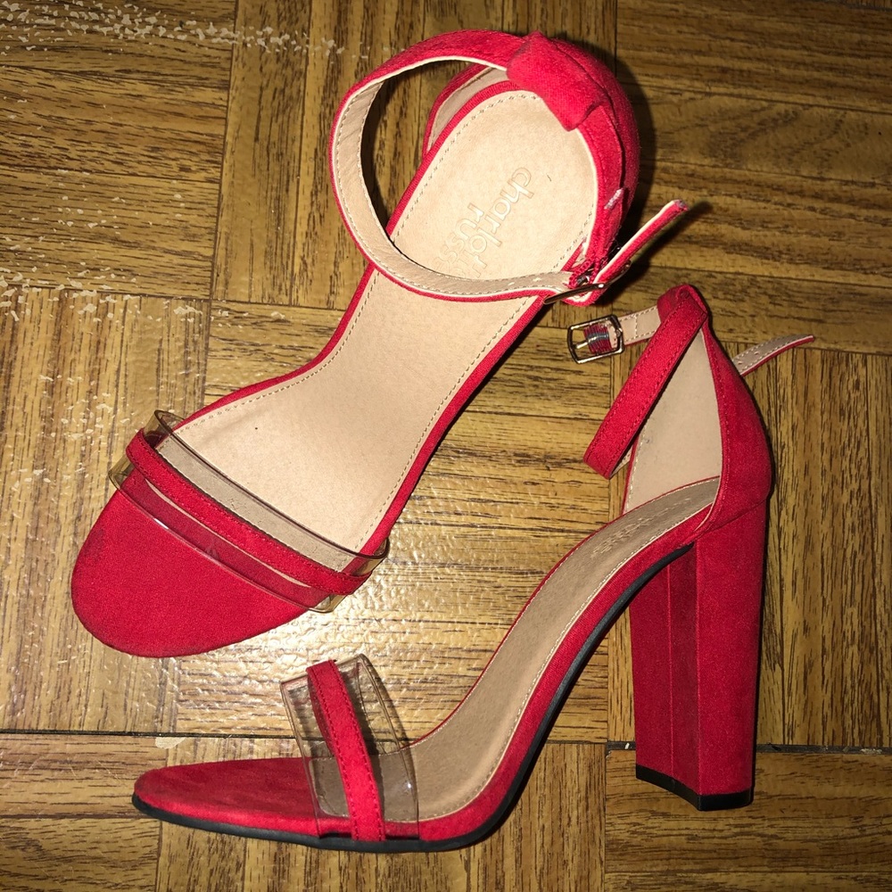 Red chunky heels